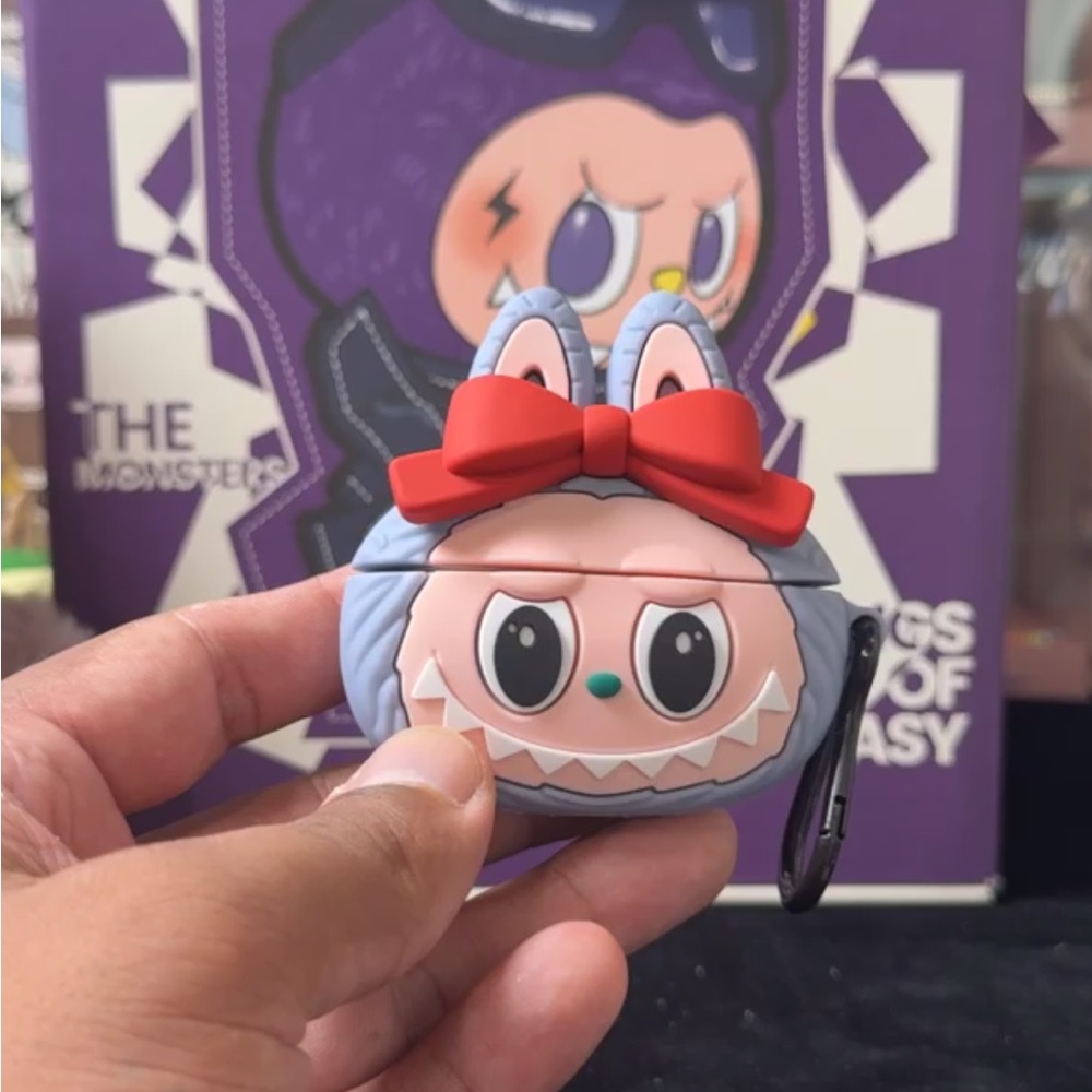 Labubu Monster airpod pro case with Red Bow